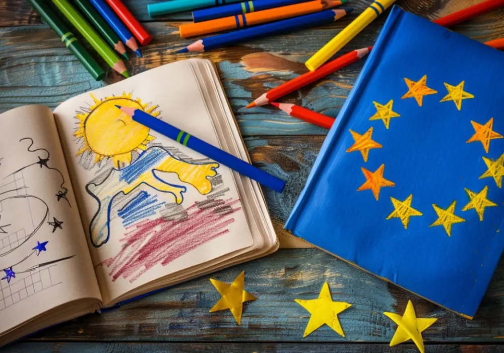 Kolorowanka z flagą Unii Europejskiej: pomysł na pracę plastyczną w szkole