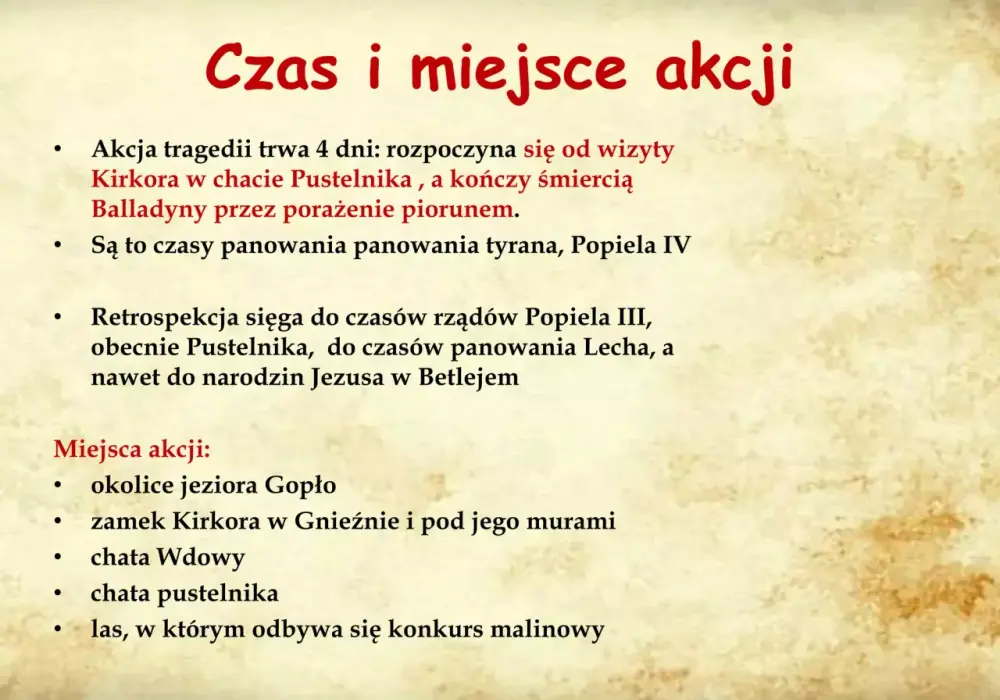 Czas akcji w Balladynie - Legendarny czy 4 dni? Sprawdź!