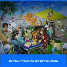 Ilustracja z gry Pokémon GO, gdzie trenerzy i wiele różnych Pokémonów, takich jak Pikachu, Gardevoir i Vulpix, spędzają czas na kempingu.