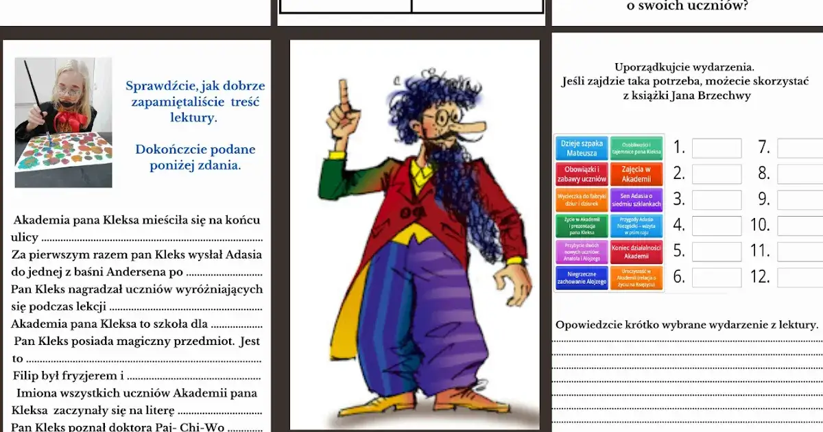 Zdjęcie Test PDF Akademii Pana Kleksa - Trudny i Interaktywny