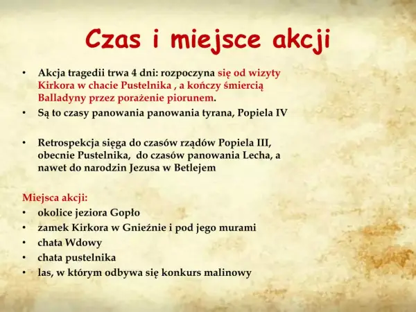 Czas akcji w Balladynie - Legendarny czy 4 dni? Sprawdź!